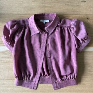 Favorite daughter Garden Party Polka Dot Short Sleeve Blouse - Pink Size XS